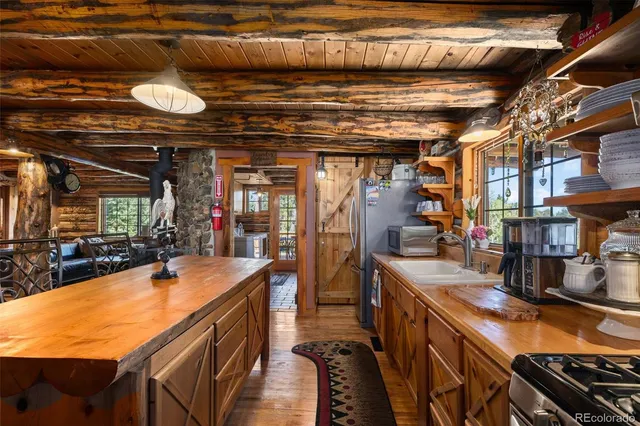 a dining table with chairs