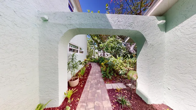 a view of a park with slide