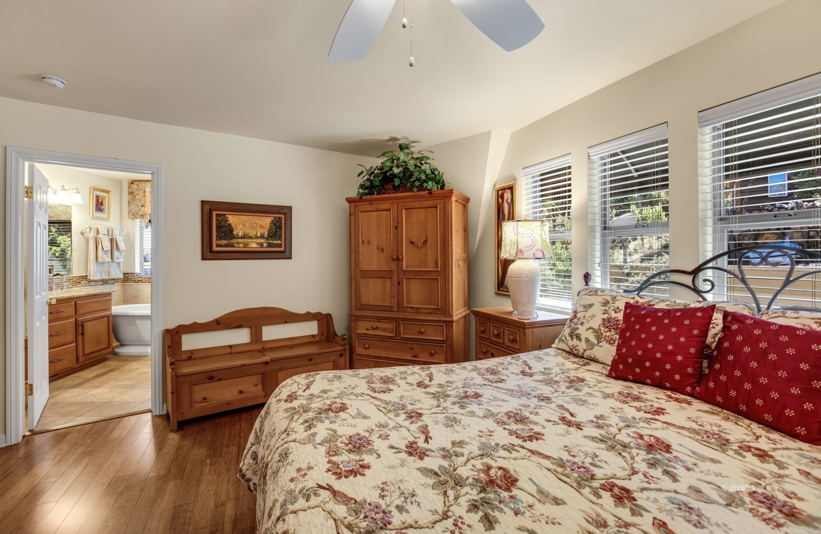 53599 West Ridge Road Idyllwild, CA 92549 - Photo 27 of 49 a bedroom with a bed dresser and a large window