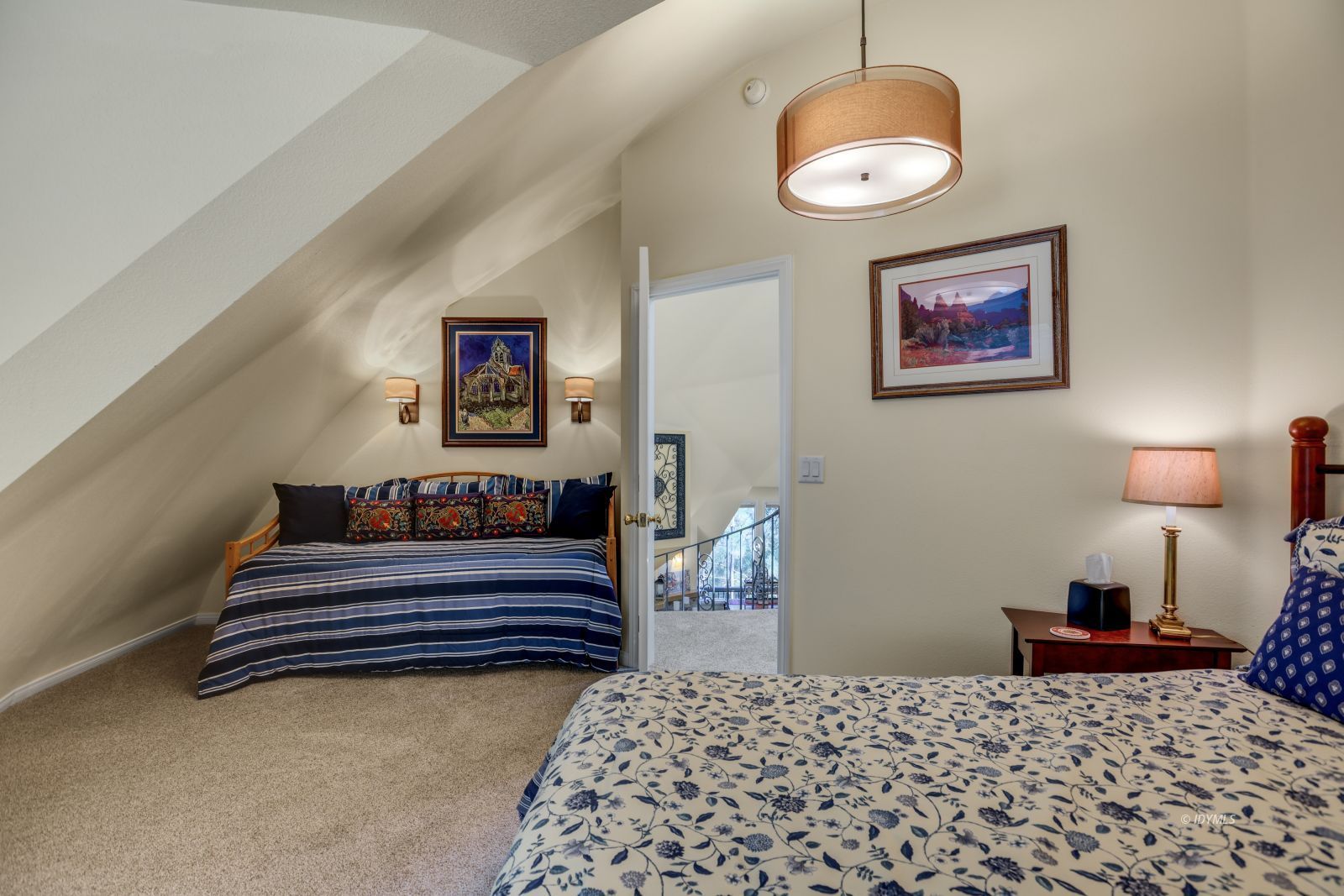 53599 West Ridge Road Idyllwild, CA 92549 - Photo 35 of 49 a bedroom with bed and a lamp