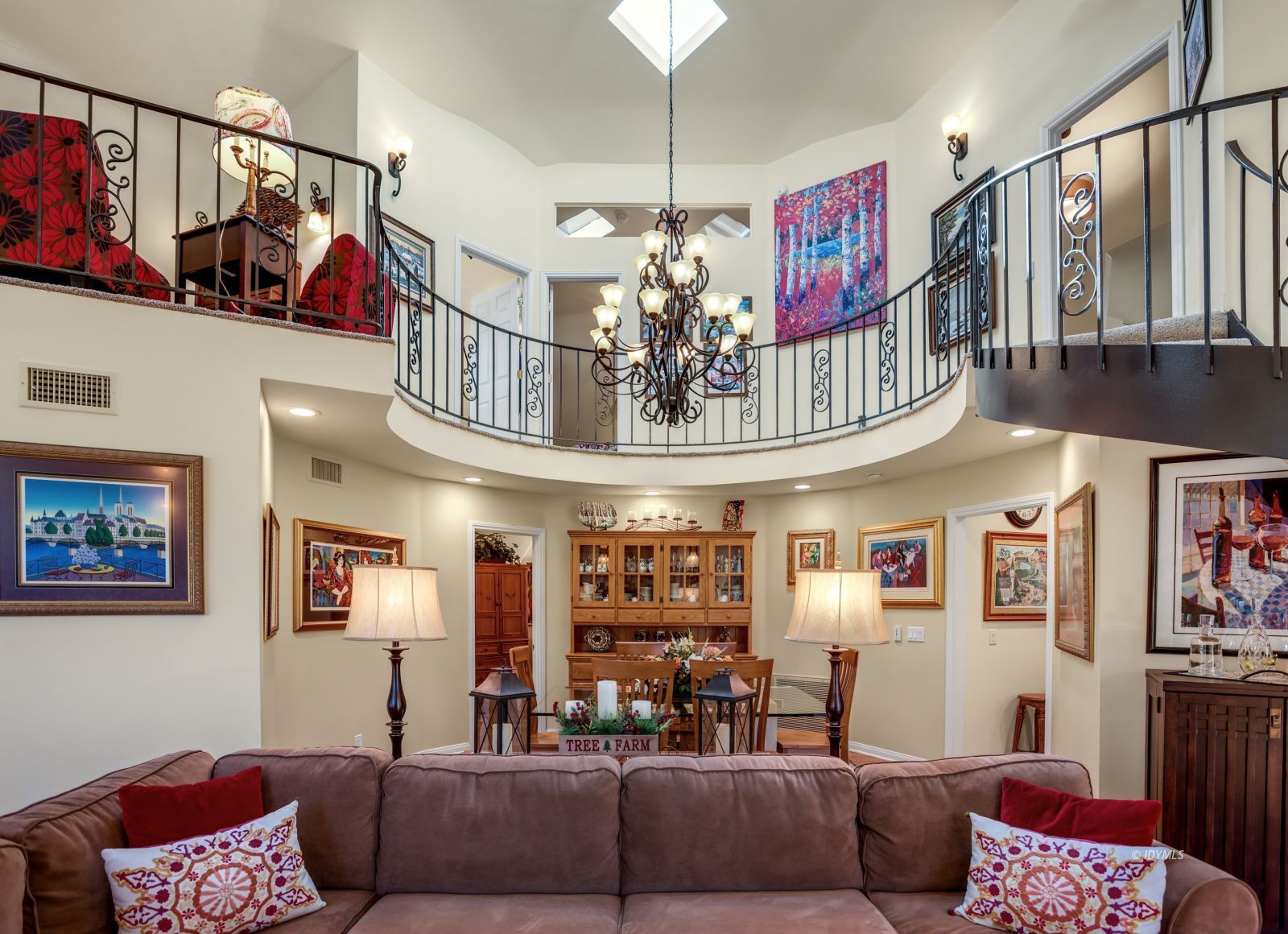 53599 West Ridge Road Idyllwild, CA 92549 - Photo 9 of 49 a living room with furniture and a chandelier