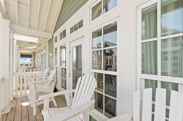 a view of balcony with stainless steel appliances