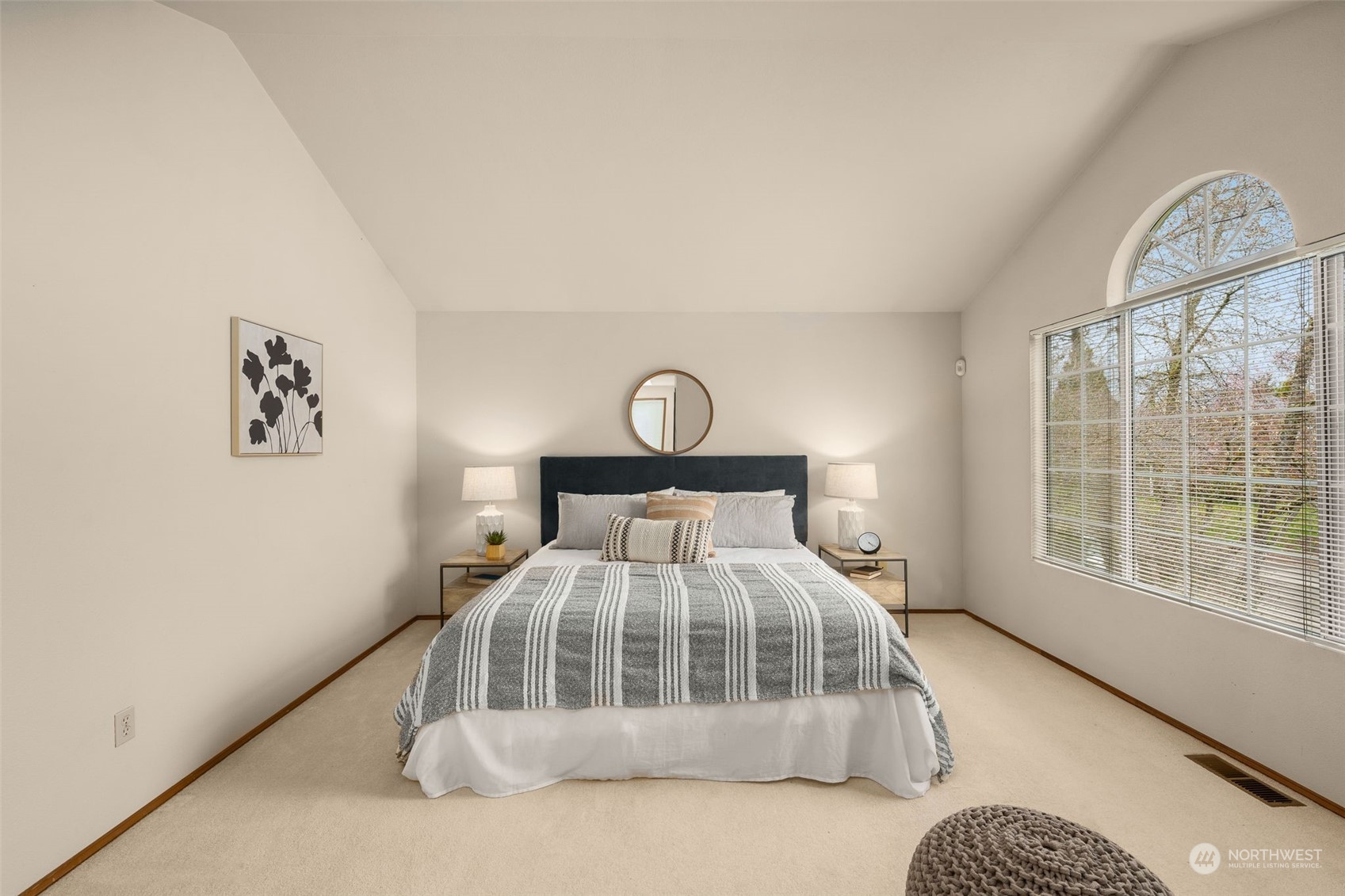 15518 Southeast 183rd Drive Renton, WA 98058 - Photo 22 of 35 a bedroom with a bed and a large window with the outer view