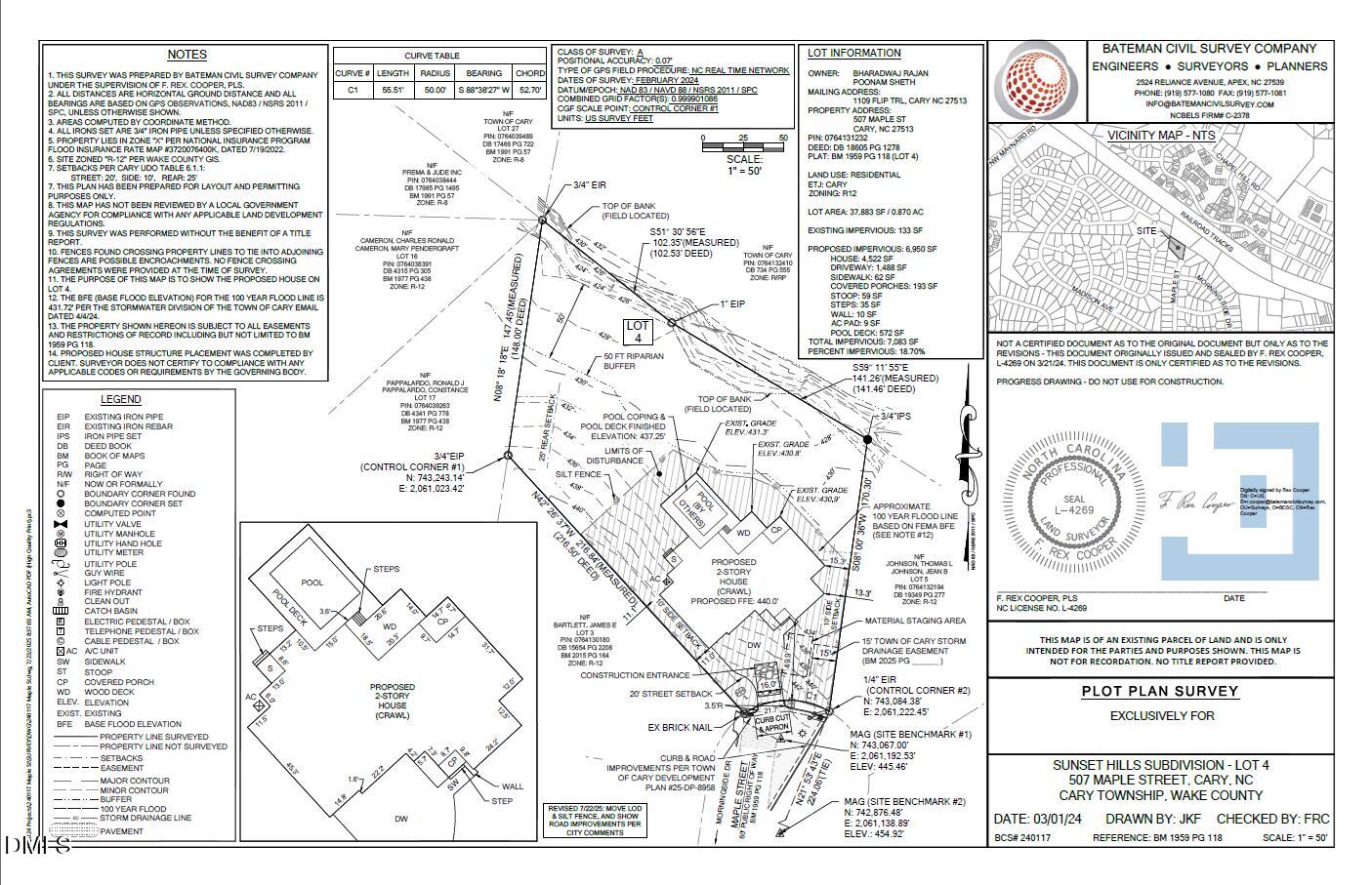 507 Maple Street Cary, NC 27513 - Photo 2 of 12 Maple-St-Plot-Plan