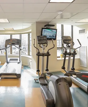 a view of a room with gym equipment