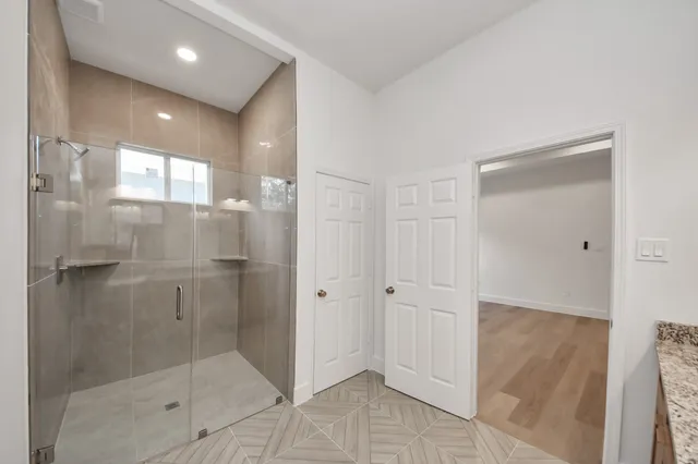 a bathroom with a shower