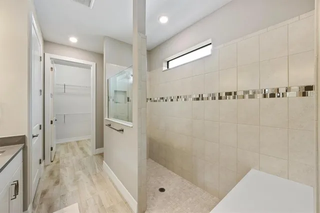 a bathroom with a shower