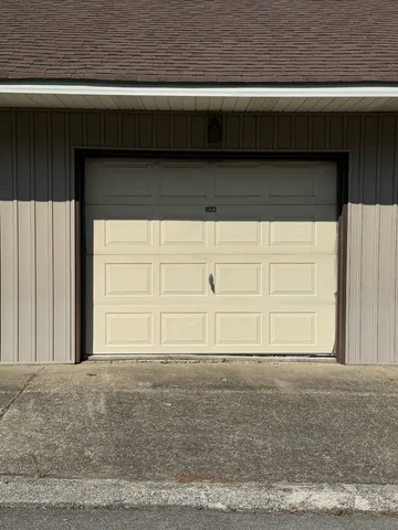 a view of wooden door