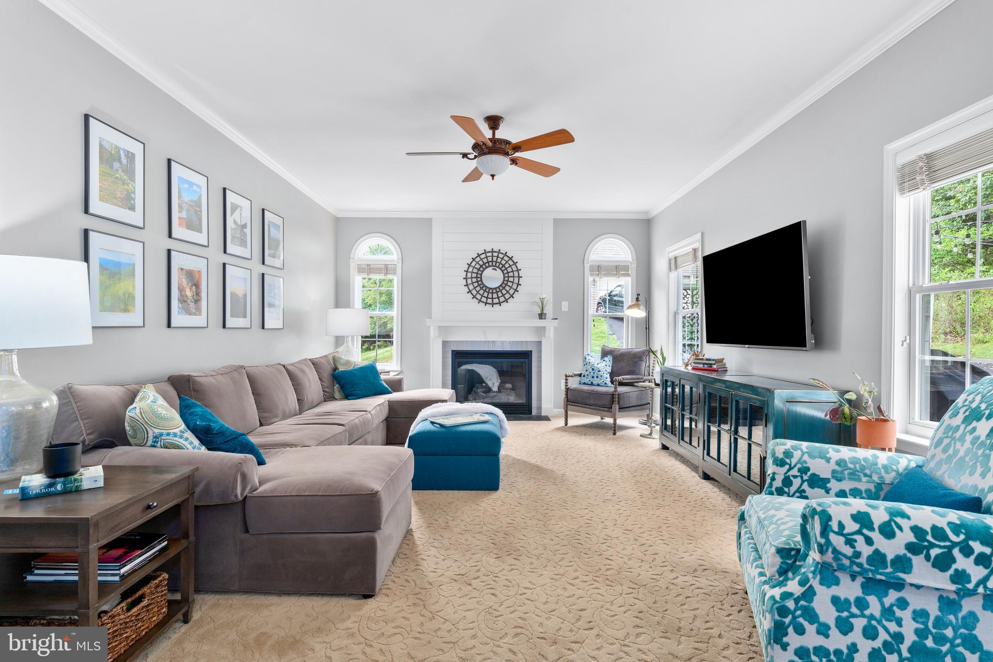 4644 Old Swimming Pool Road Braddock Heights, MD 21714 - Photo 17 of 60 a living room with furniture a fireplace and a flat screen tv