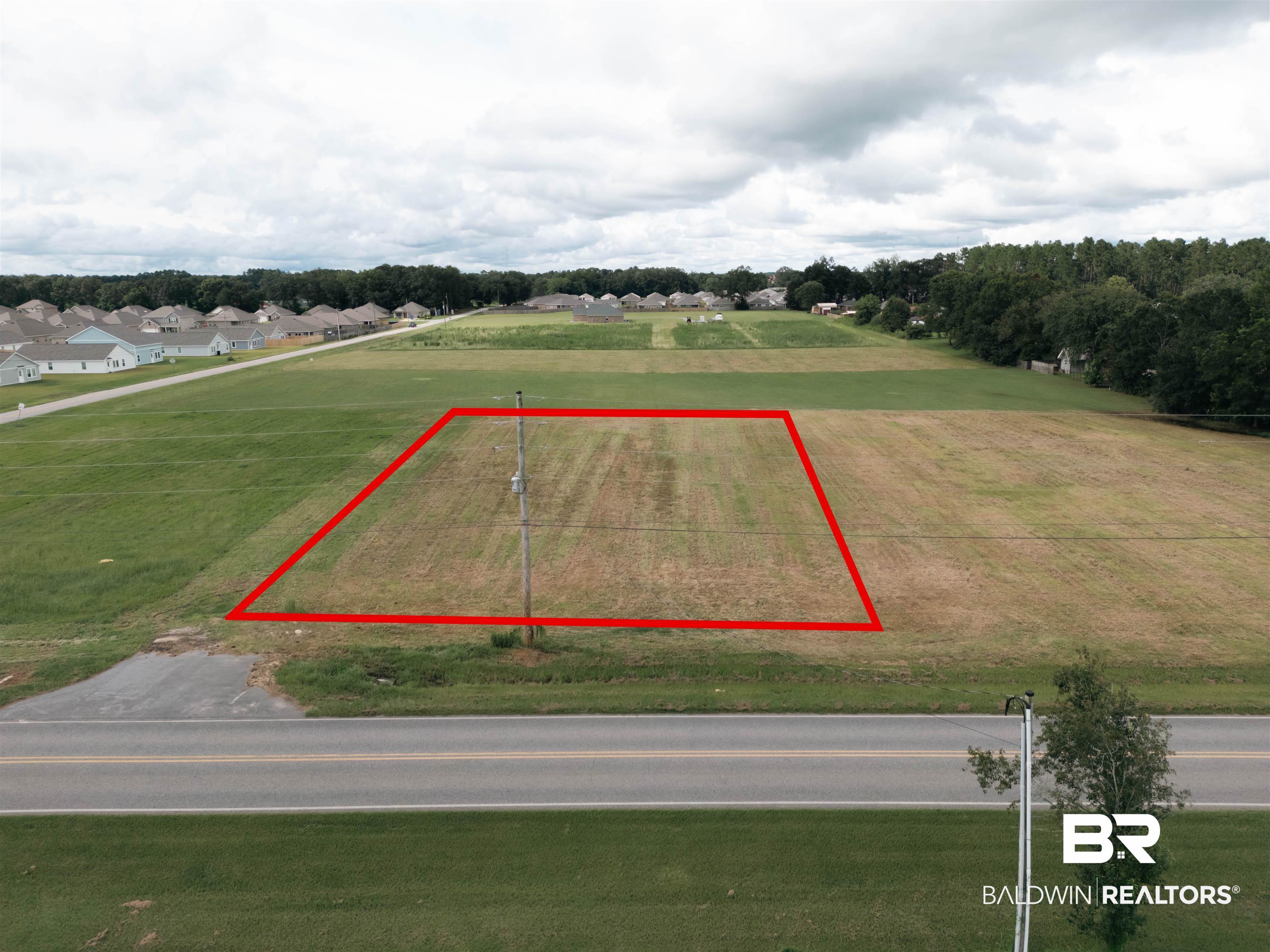 17127 East Thompson Road Robertsdale, AL 36567 - Photo 18 of 20 Aerial overview of property's location with property parcel outlined
