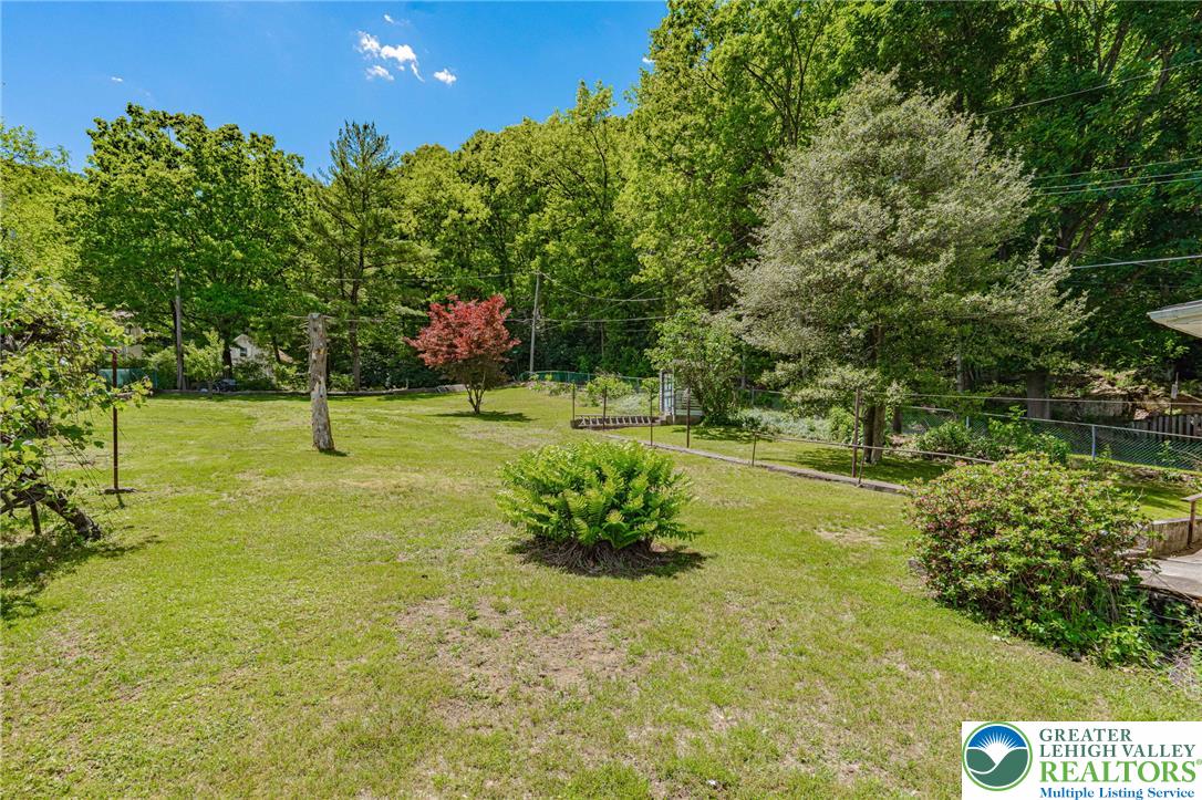 159 West Ridge Street Nesquehoning, PA 18240 - Photo 36 of 55 A verdant backyard retreat offering ample space and natural privacy with mature trees and lush plantings.