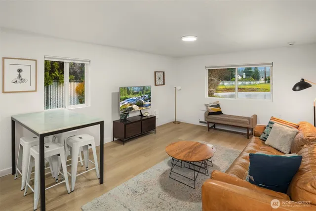 a living room with furniture and a couch