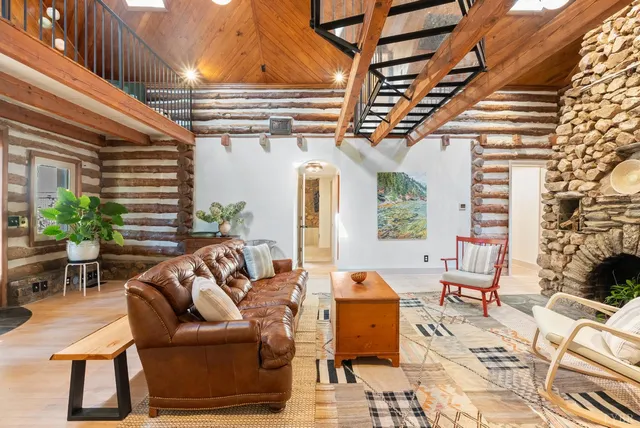 a outdoor living space with furniture and garden view