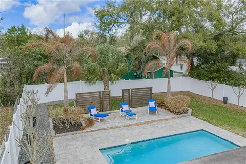 an aerial view of residential building and green space