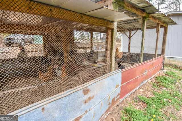 a view of balcony with wooden floor