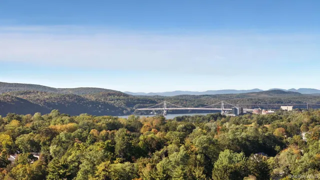 an aerial view of residential house and green space