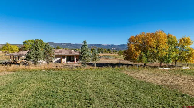 a living room with furniture and floor to ceiling window
