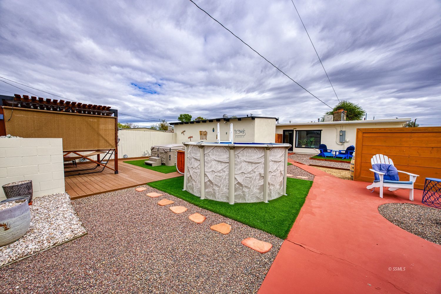 413 North Helena Street Ridgecrest, CA 93555 - Photo 29 of 42 a view of a backyard with sitting area