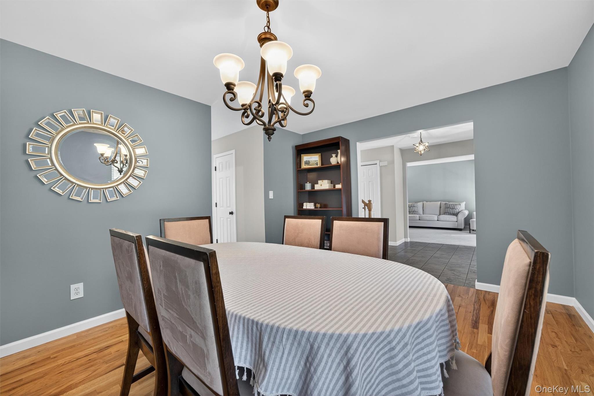 127 Egbertson Road Campbell Hall, NY 10916 - Photo 13 of 48 a view of a dining room with furniture wooden floor and chandelier