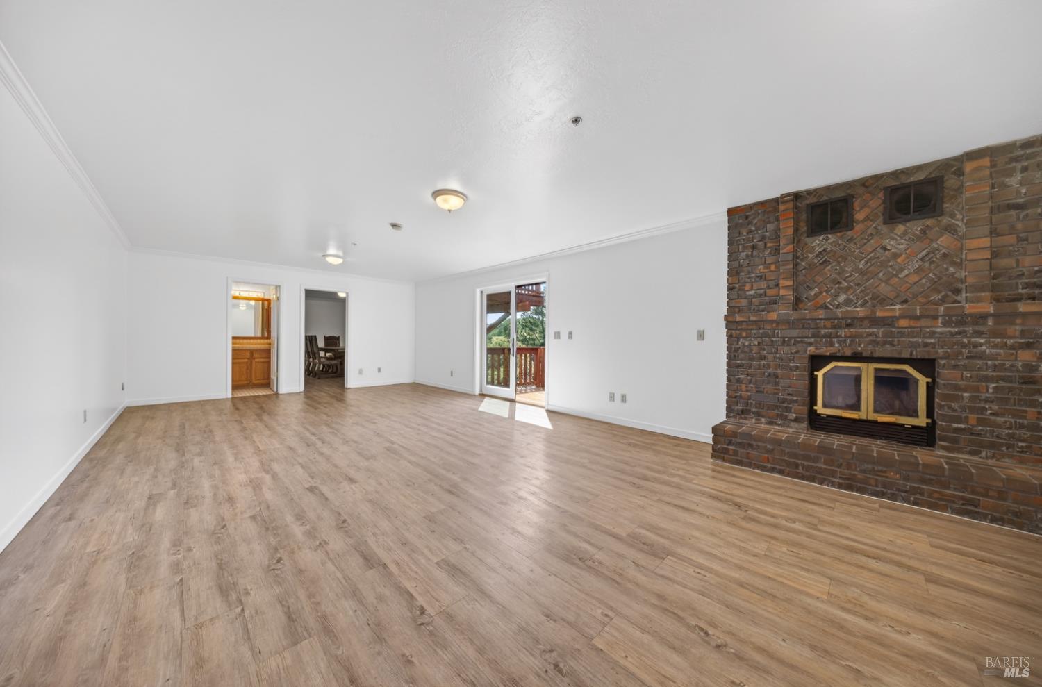10 Lockton Lane Novato, CA 94945 - Photo 50 of 68 Large lower-level bonus room with fireplace wall and flexible potential for media, recreation, guest space, or future suite use, subject to buyer investigation and approvals.