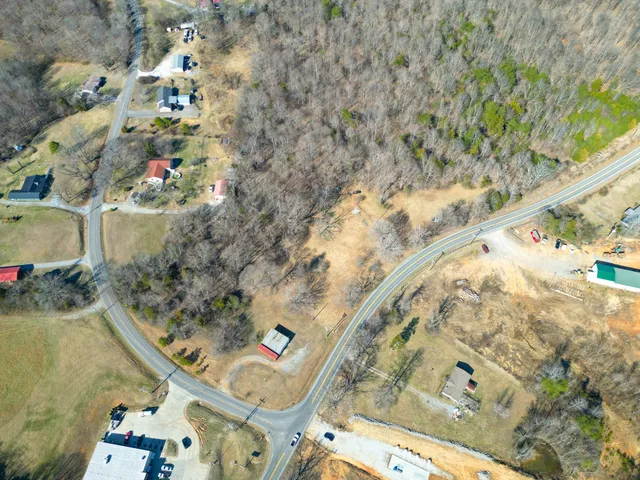 an aerial view of a house a garden