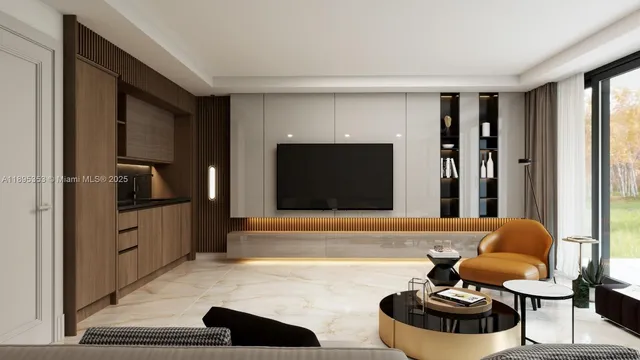 a living room with furniture and a flat screen tv