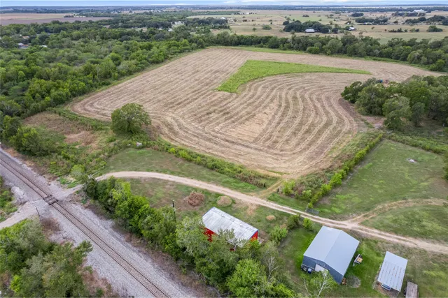 an aerial view of a house