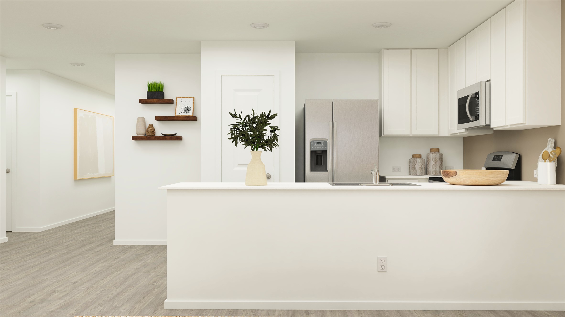 201 Heritage Grvs Road Bertram, TX 78605 - Photo 24 of 31 a kitchen with stainless steel appliances a refrigerator a sink and white cabinets