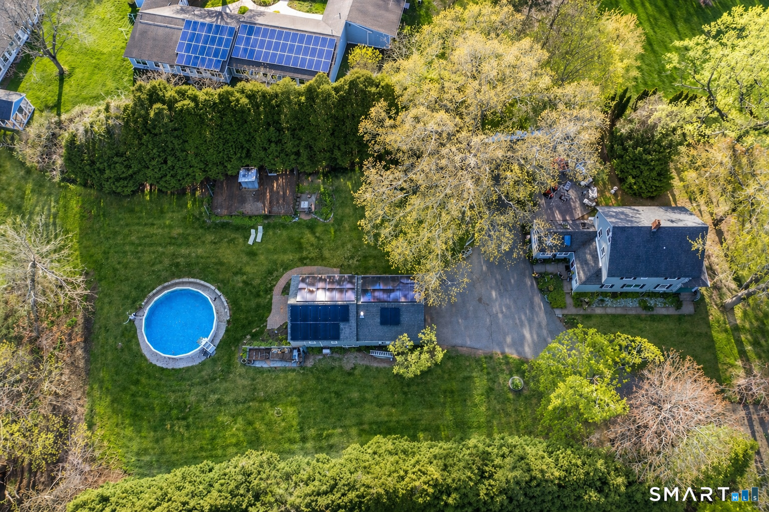 53 Cedar Street Middlefield, CT 06481 - Photo 2 of 30 Bird's-eye view of this versatile property with spacious yard, pool, gardens, and separate studio/garage.