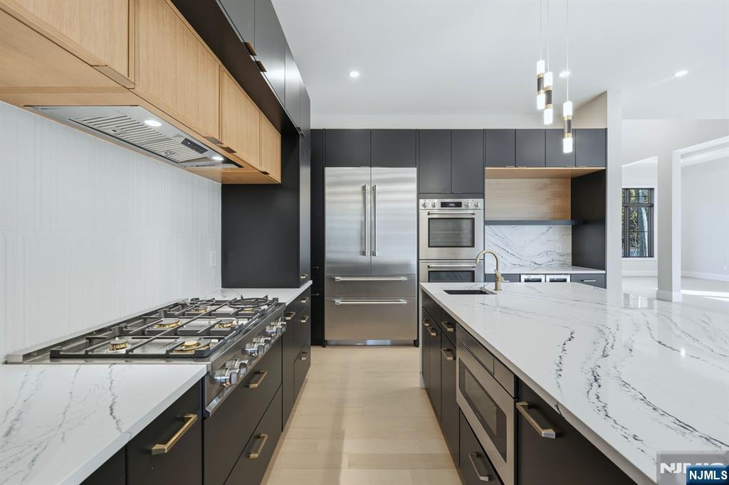 121 Engle Street Cresskill, NJ 07626 - Photo 15 of 50 a kitchen with stainless steel appliances granite countertop a sink stove and refrigerator