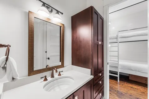 a bathroom with a bathtub and shower