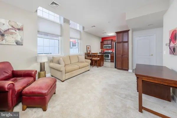 a living room with furniture