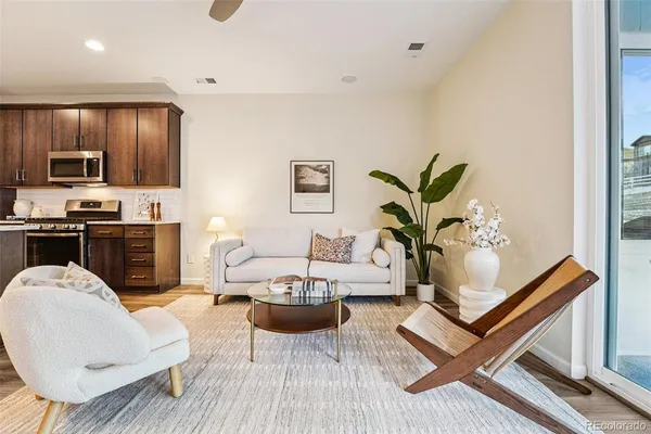 a living room with furniture