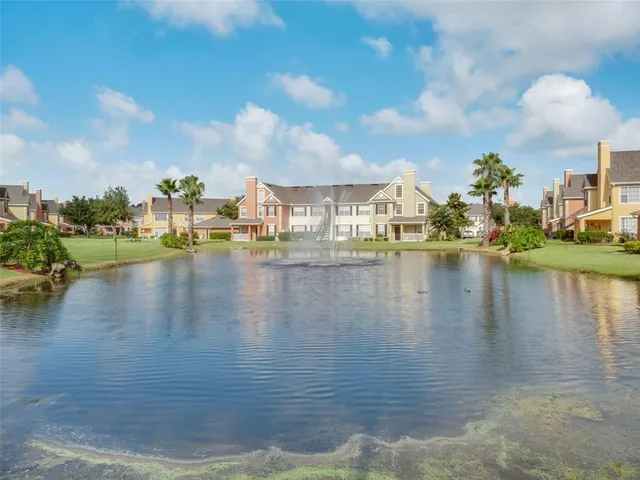 a view of a lake with houses