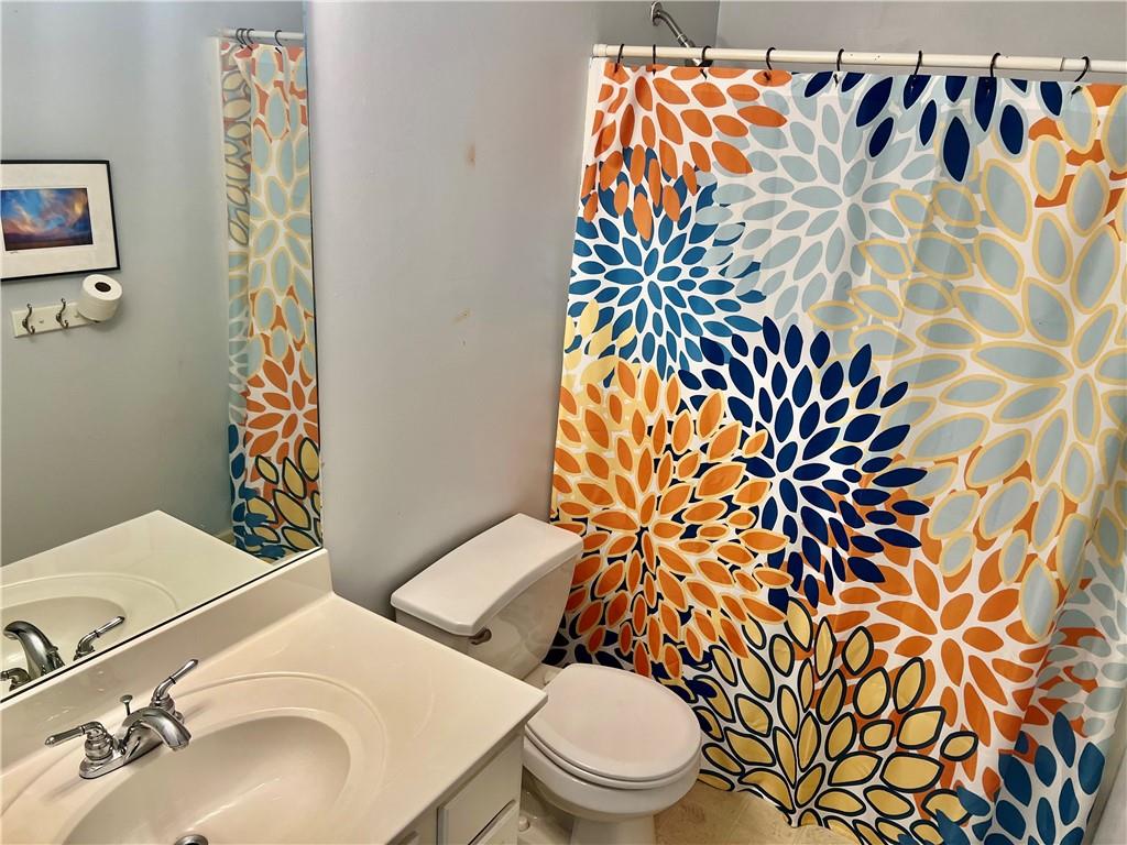 113 Nelson Ridge Drive Ball Ground, GA 30107 - Photo 23 of 33 a bathroom with a toilet and a sink a mirror