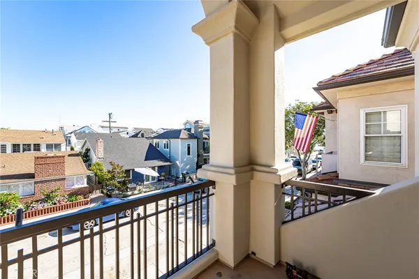a view of balcony with furniture