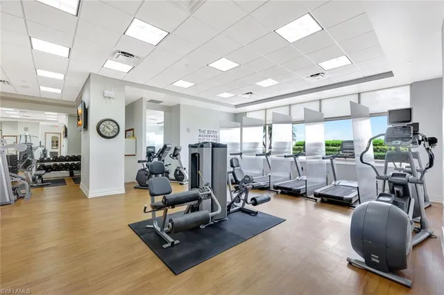 a view of a room with gym equipment