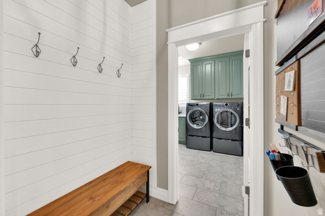 1132 South 1300th Street West Mapleton, UT 84664 - Photo 14 of 52 White shiplap wall with four decorative hooks