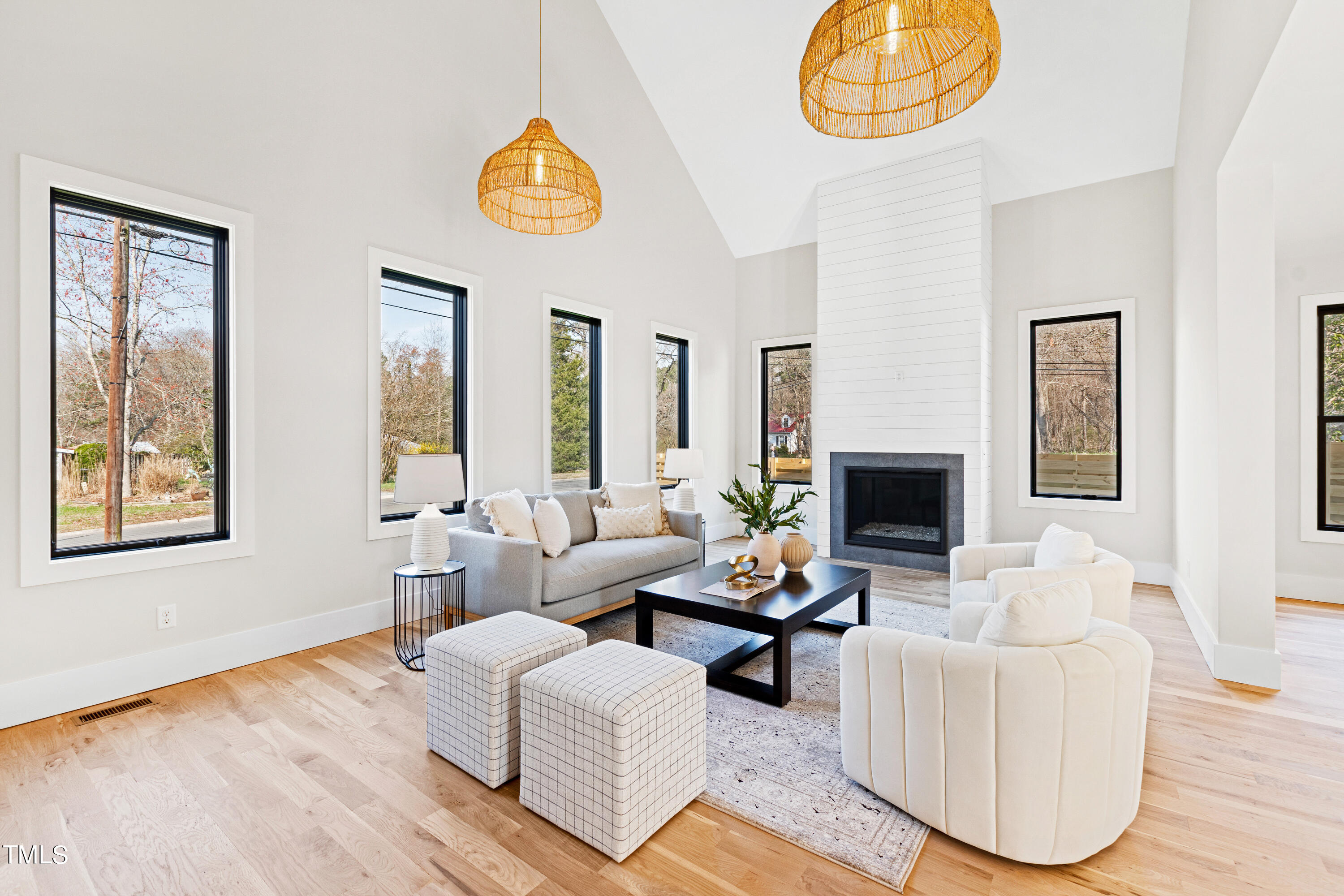 107 Gary Road Carrboro, NC 27510 - Photo 6 of 34 a living room with fireplace furniture and a wooden floor