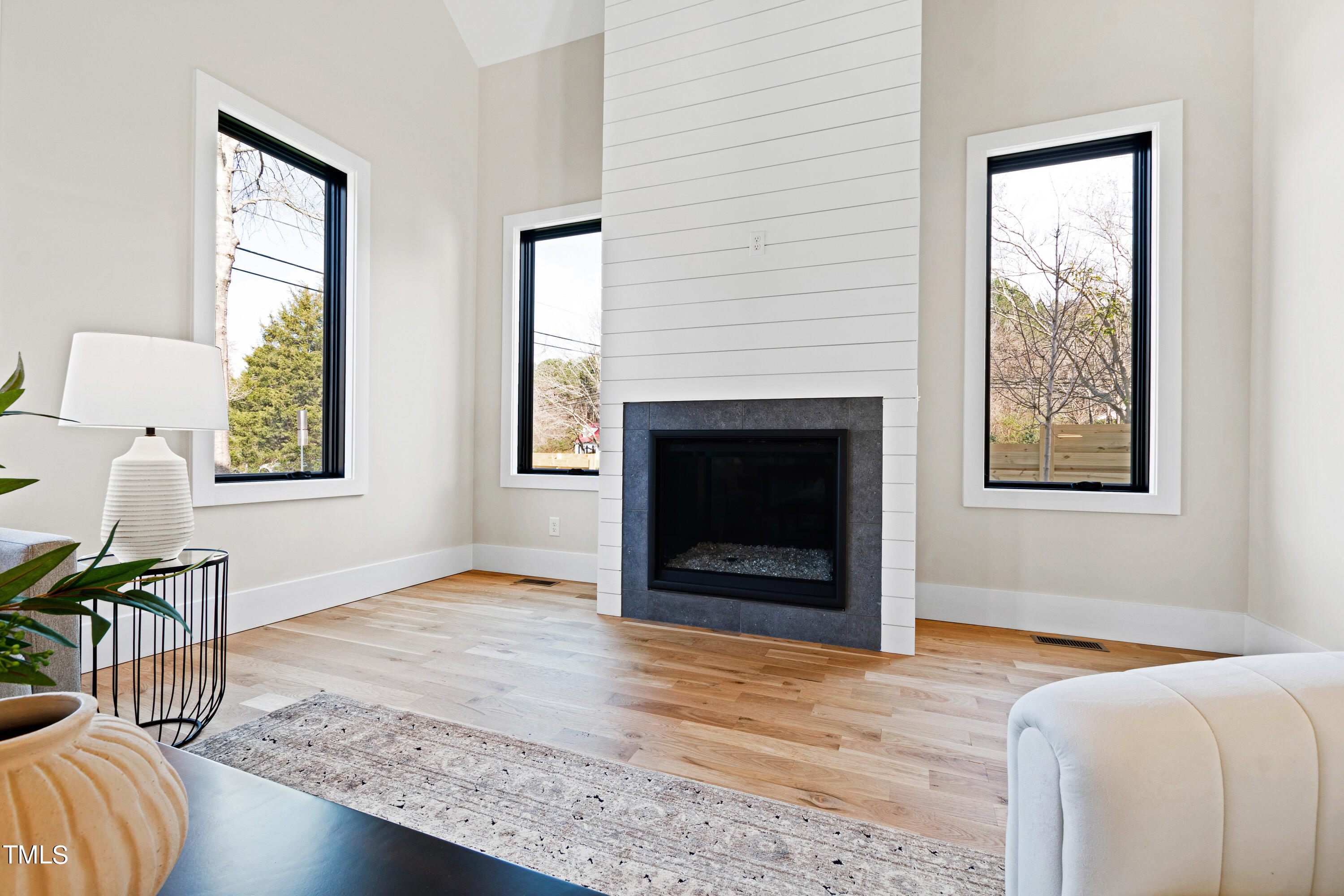 107 Gary Road Carrboro, NC 27510 - Photo 7 of 34 a living room with furniture and a fireplace
