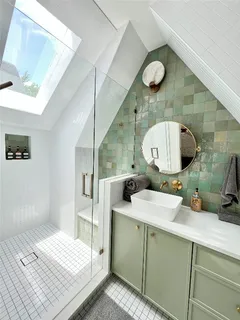 a bathroom with a sink and mirror