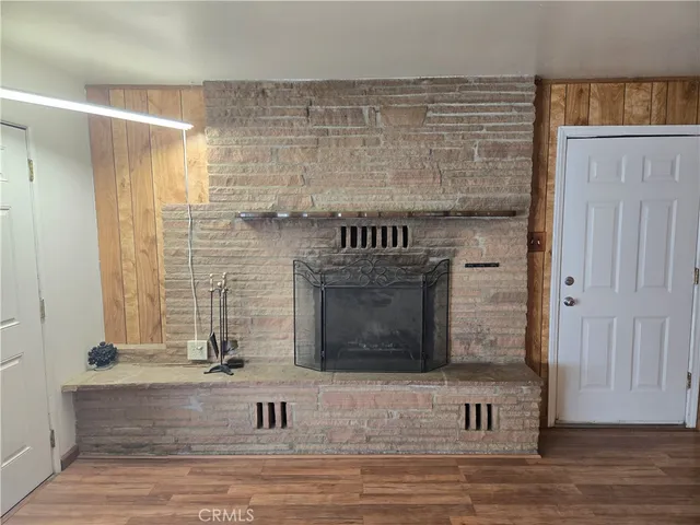 a view of a fireplace in a room