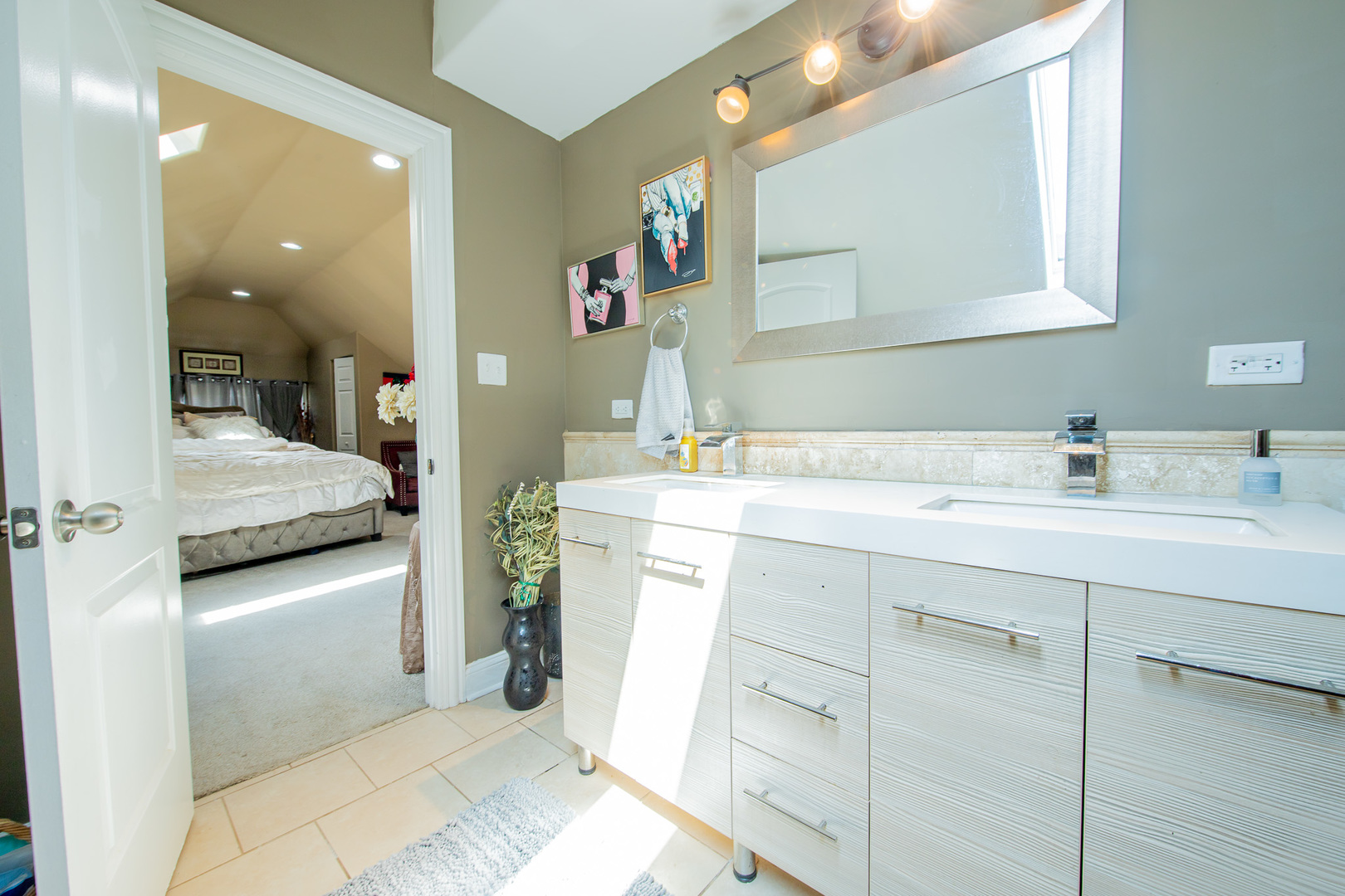 10215 South Charles Street Chicago, IL 60643 - Photo 19 of 33 a bathroom with a double vanity sink mirror and dryer
