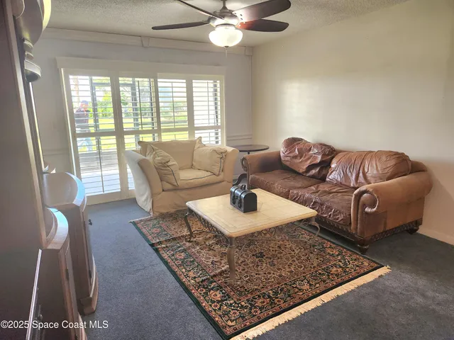 a living room with furniture and a rug