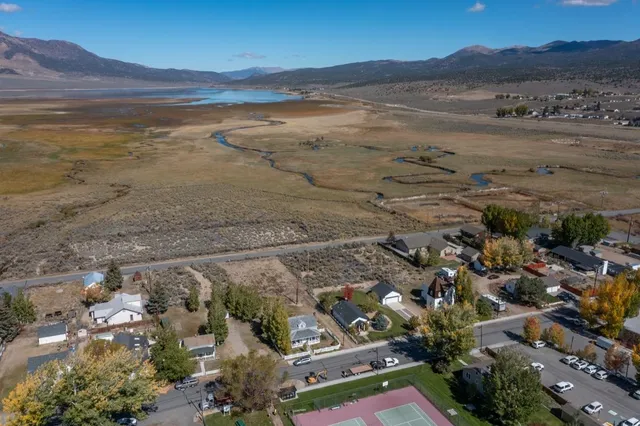 a view of a street with an ocean view