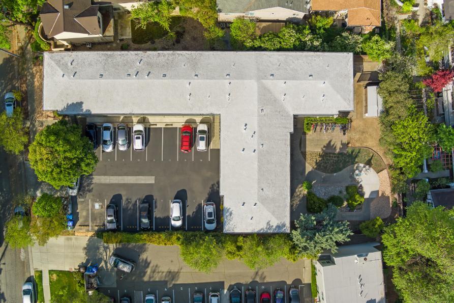311 7th Street Davis, CA 95616 - Photo 16 of 18 an aerial view of a house with swimming pool and a yard