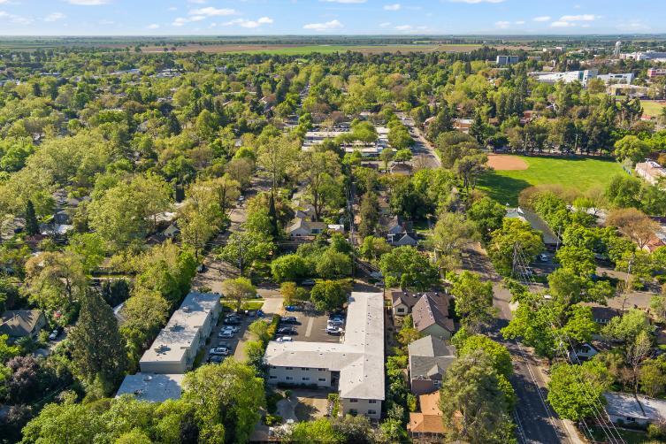 311 7th Street Davis, CA 95616 - Photo 17 of 18 an aerial view of residential houses with outdoor space and trees