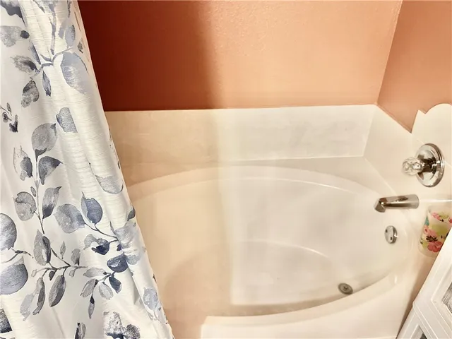 a bathroom with a bathtub