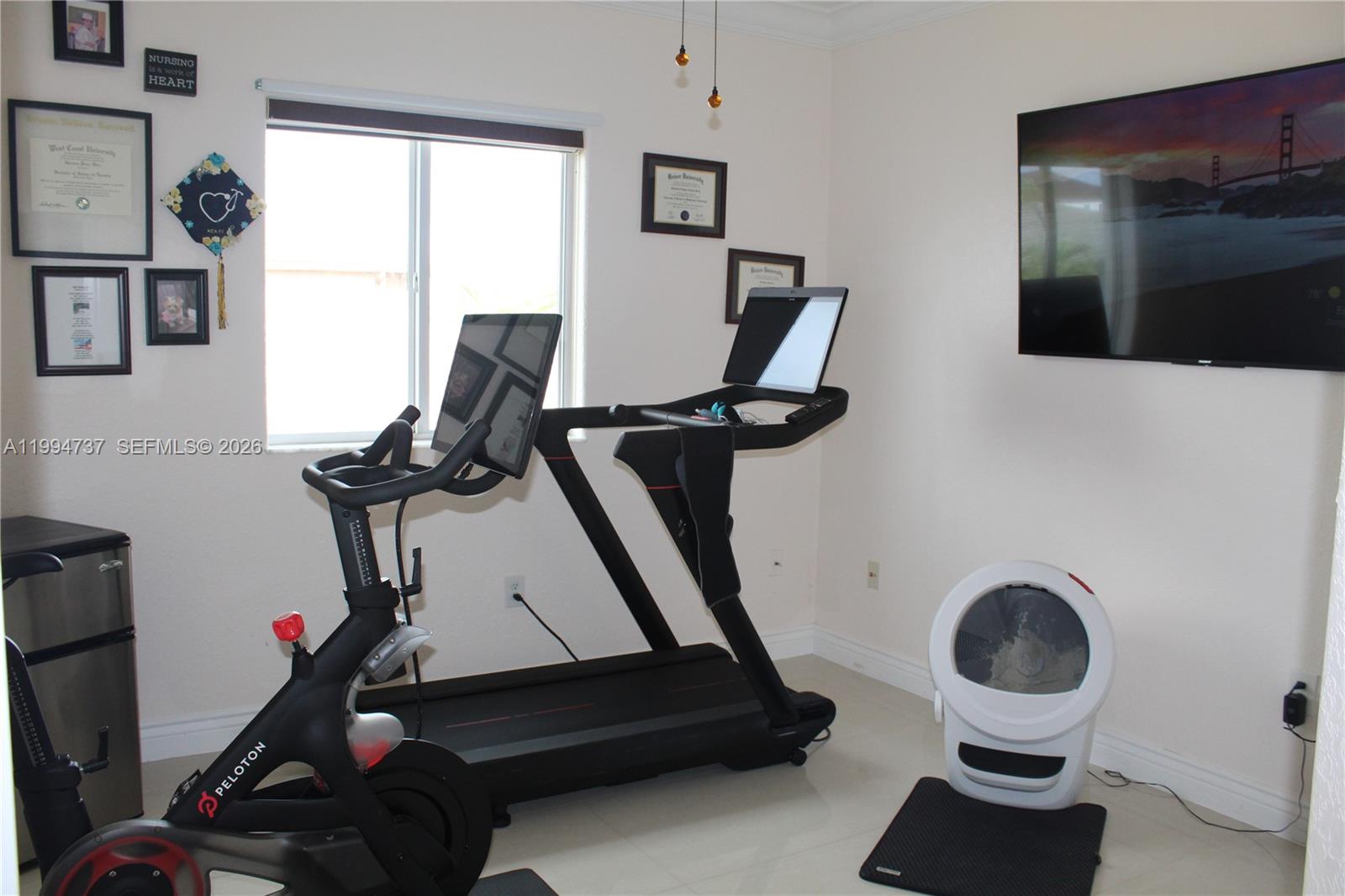 15580 Southwest 176th Terrace Miami, FL 33187 - Photo 21 of 32 a room with gym equipment and a large window