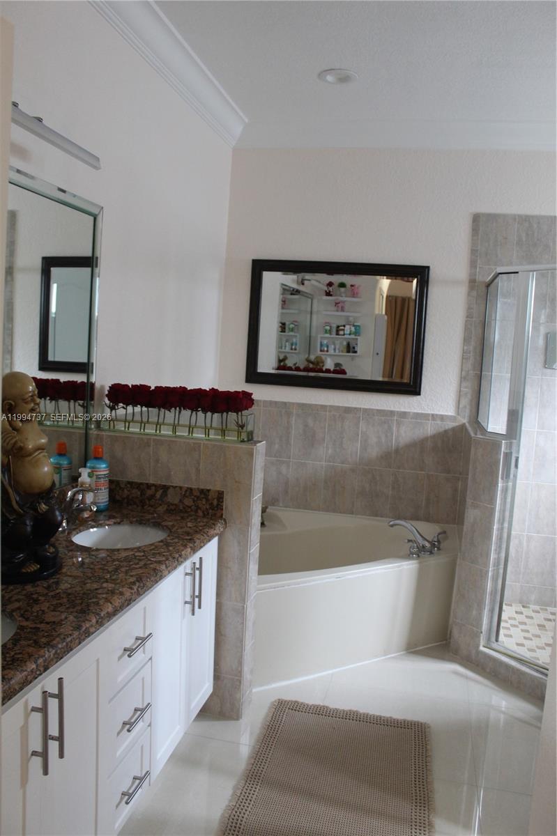15580 Southwest 176th Terrace Miami, FL 33187 - Photo 25 of 32 a bathroom with a bathtub sink and mirror